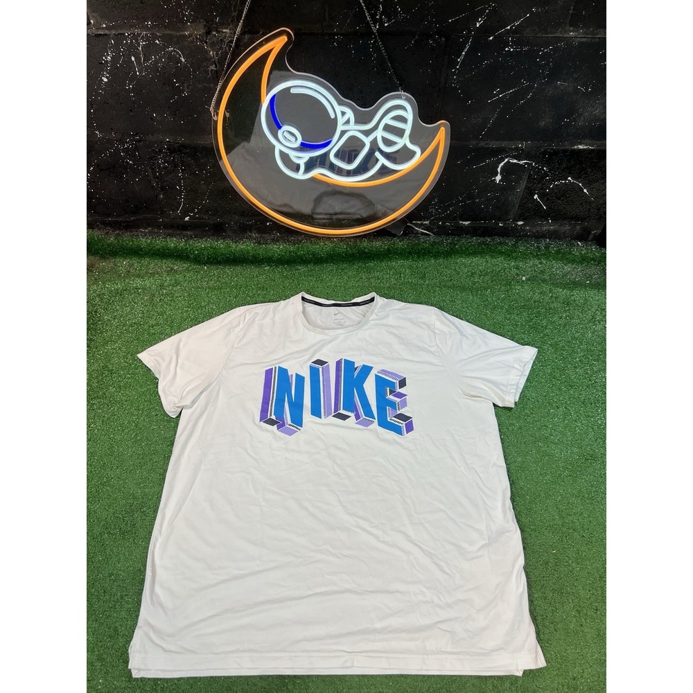 Nike Pro Dri-Fit White Short Sleeve Shirt Tee Tshirt Graphic Print‎ Men's Sz XL